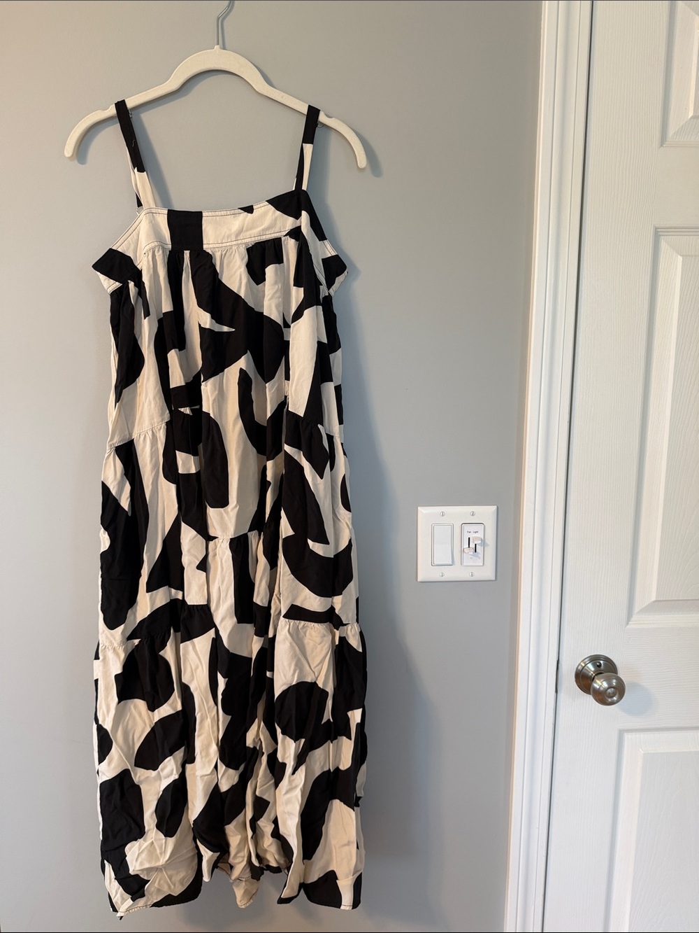 Abel The Label- Black & Cream Abstract Print Maxi Sundress